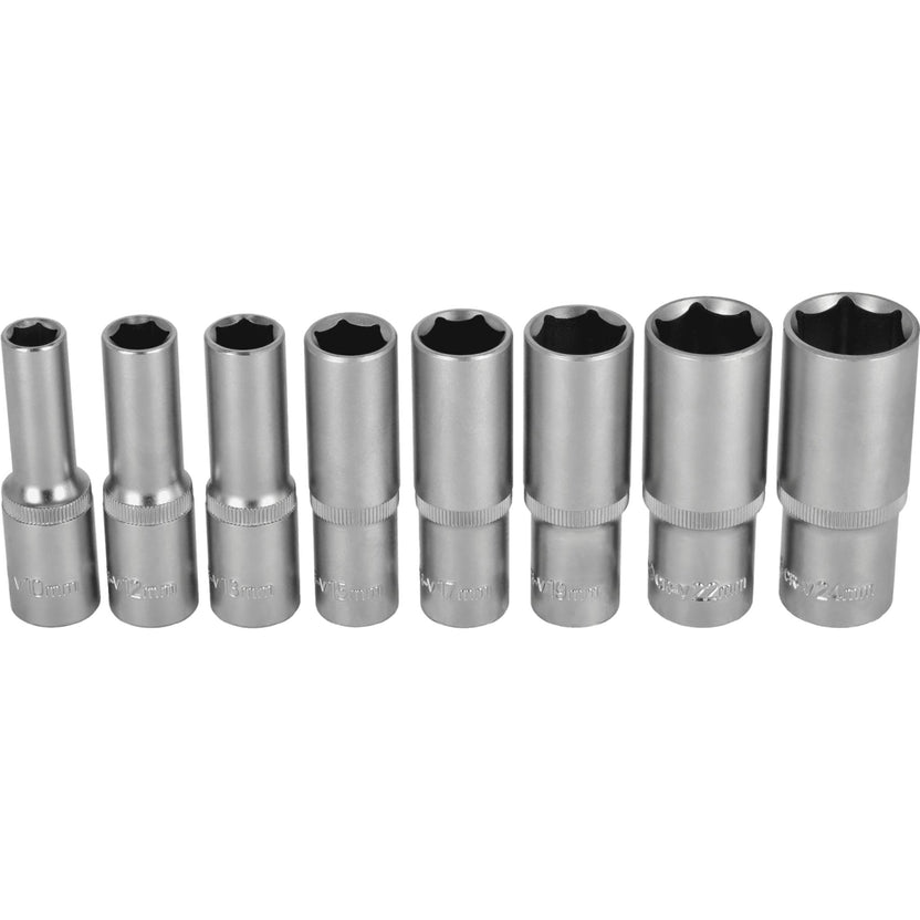 STALCO Zestaw nasadek głębokich 1/2" na listwie (8 el.)