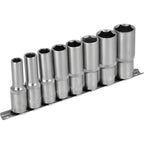 Zestaw nasadek głębokich 1/2" na listwie (8 el.) | STALCO