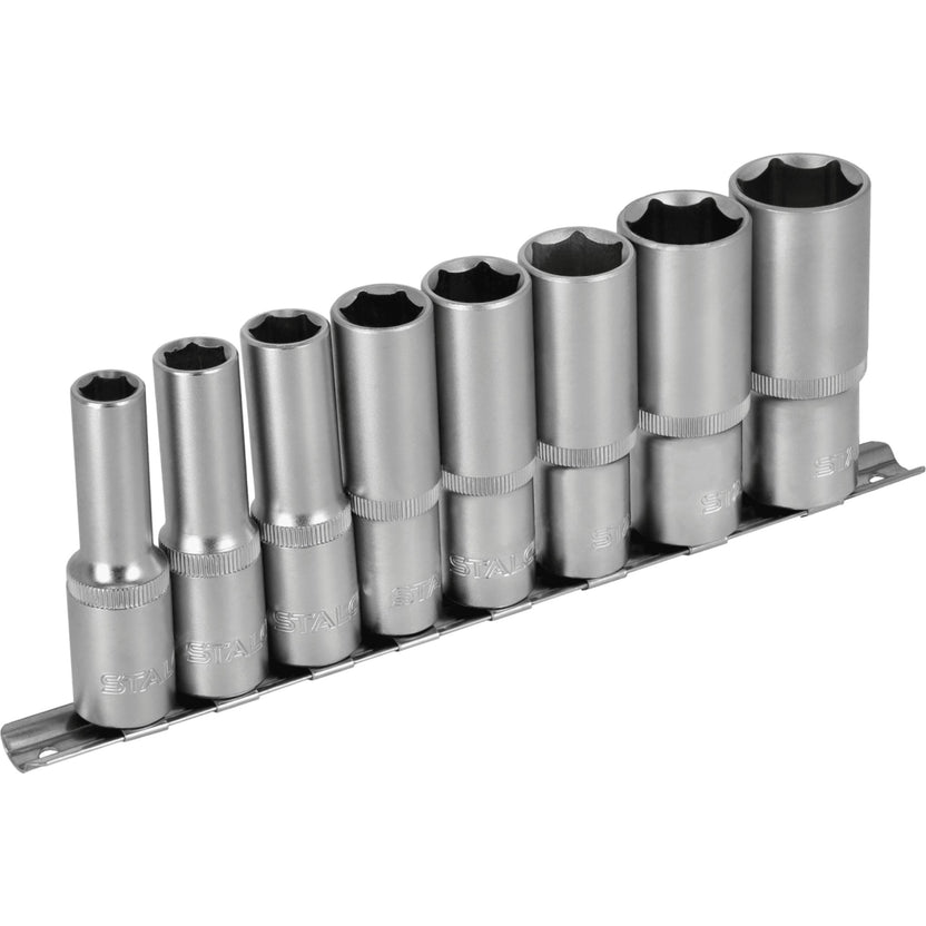 STALCO Zestaw nasadek głębokich 1/2" na listwie (8 el.)