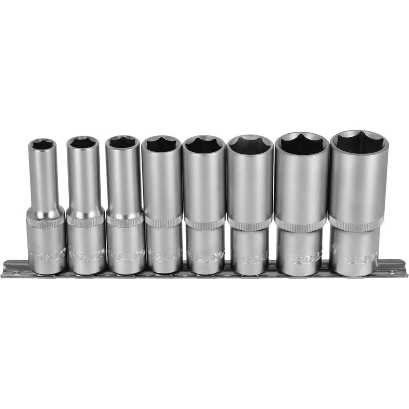 STALCO Zestaw nasadek głębokich 1/2" na listwie (8 el.)