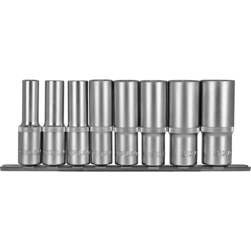 STALCO Zestaw nasadek głębokich 1/2" na listwie (8 el.)