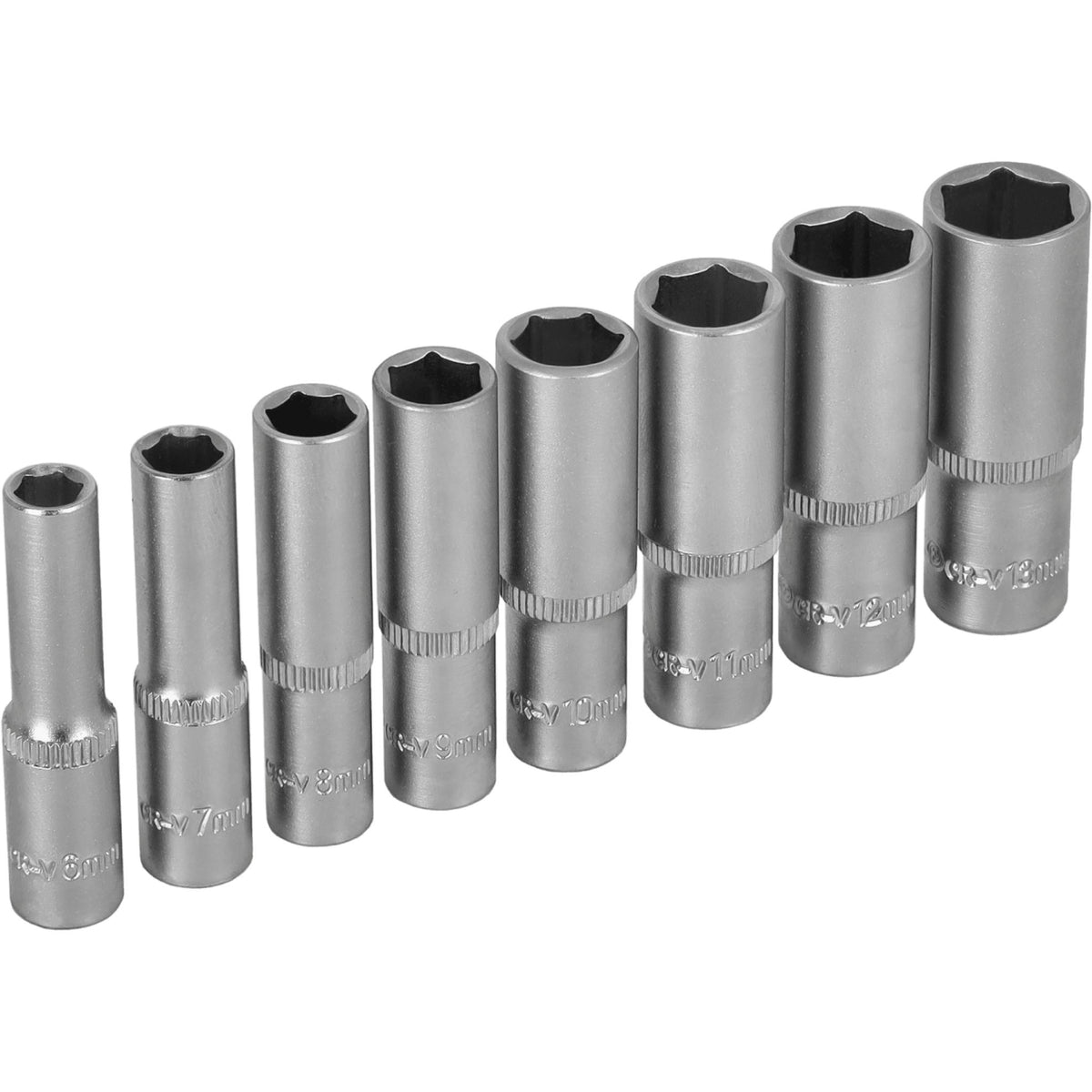 STALCO Zestaw nasadek głębokich 1/4" na listwie (8 el.)