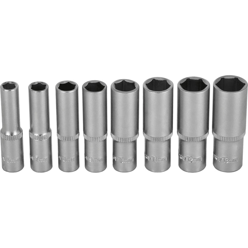 STALCO Zestaw nasadek głębokich 1/4" na listwie (8 el.)
