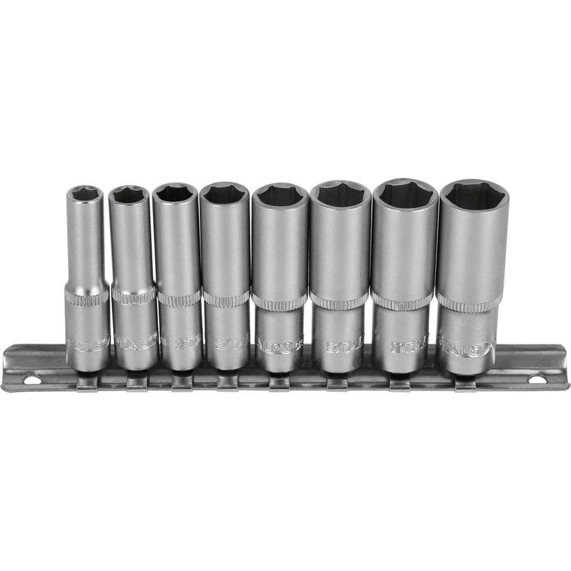 STALCO Zestaw nasadek głębokich 1/4" na listwie (8 el.)