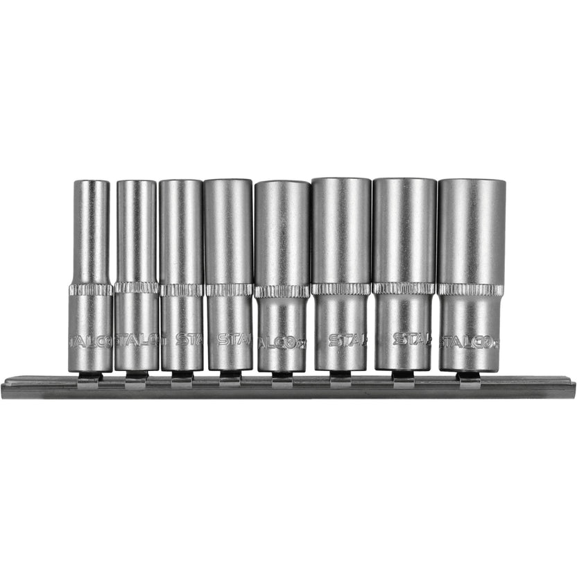 STALCO Zestaw nasadek głębokich 1/4" na listwie (8 el.)