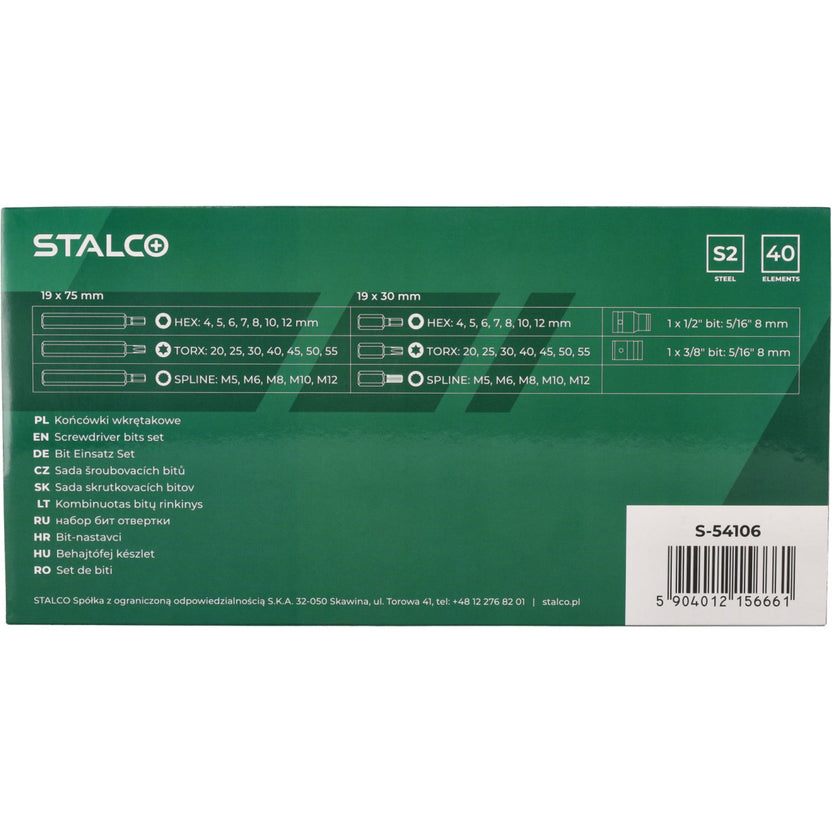 STALCO Końcówki wkrętakowe TORX+HEX+SPLINE (40 el.)