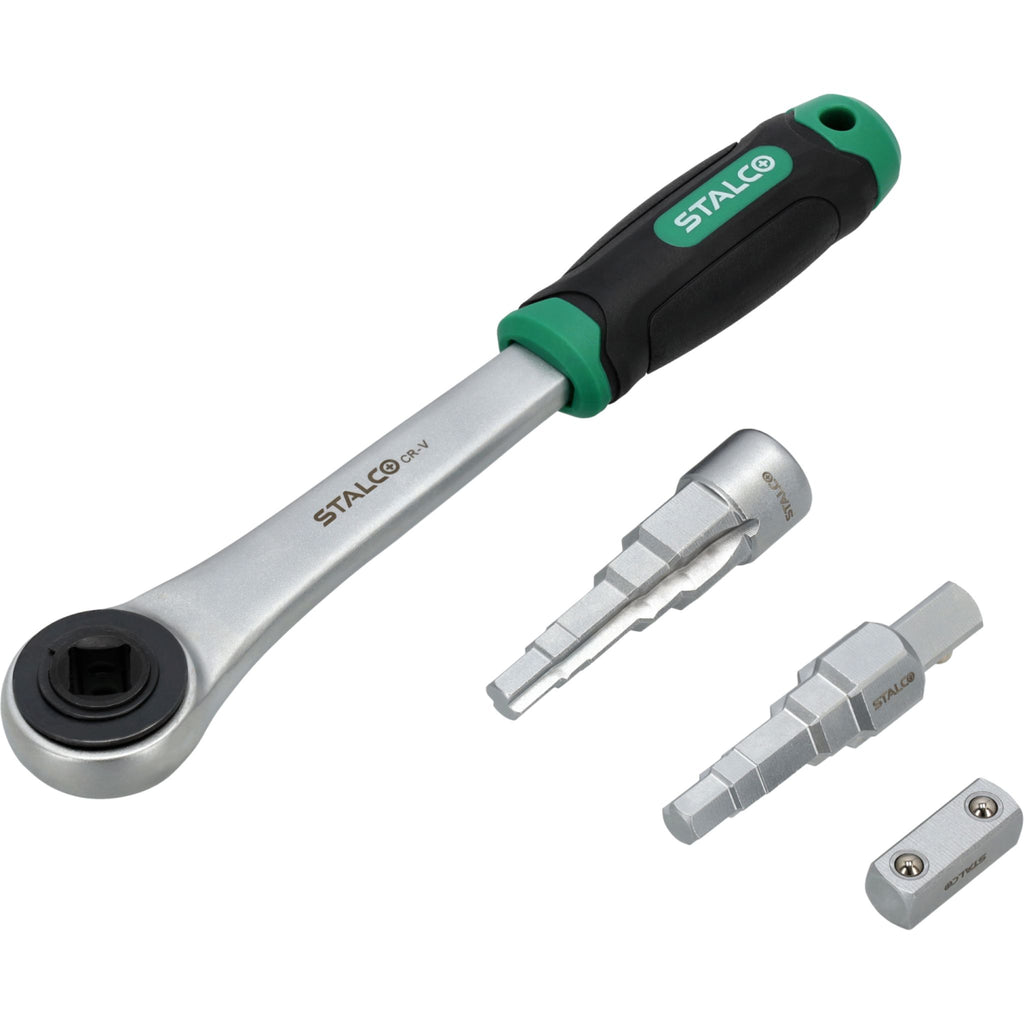 STALCO Grzechotka do kluczy sztorcowych do śrubunków, adapter 1/2" (4 el.)
