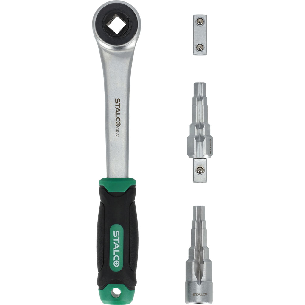 STALCO Grzechotka do kluczy sztorcowych do śrubunków, adapter 1/2" (4 el.)