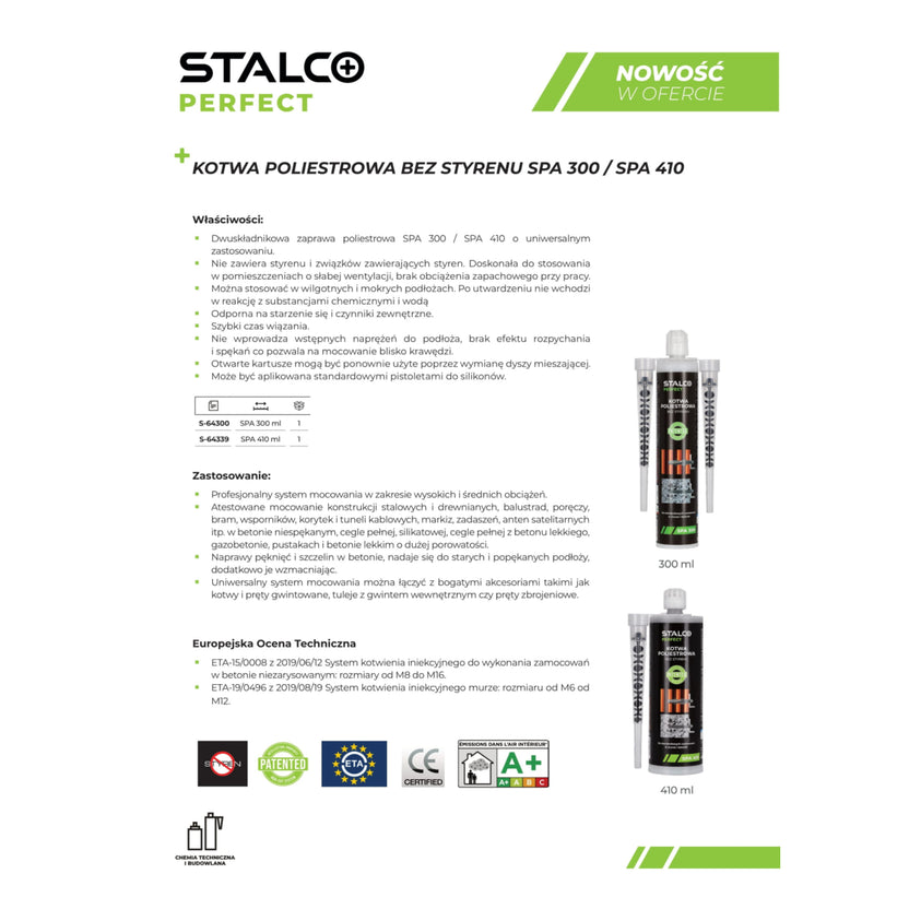 STALCO PERFECT Kotwa poliestrowa bez styrenu