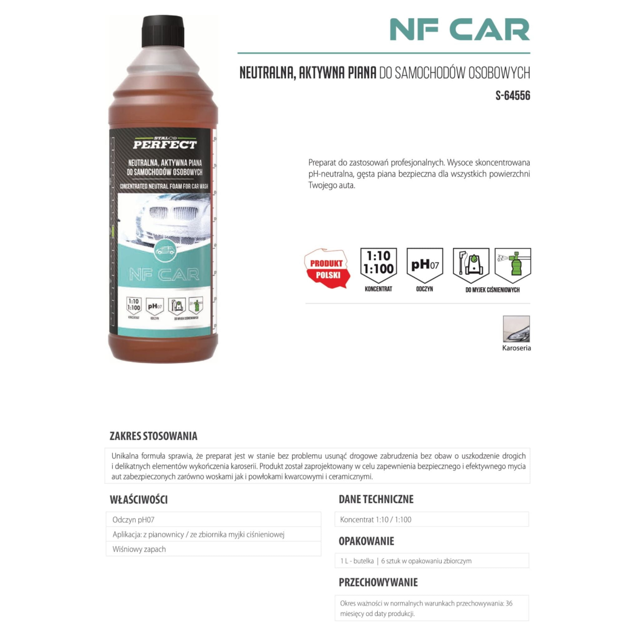 Neutralna aktywna piana do samochodów osobowych 1L | STALCO PERFECT