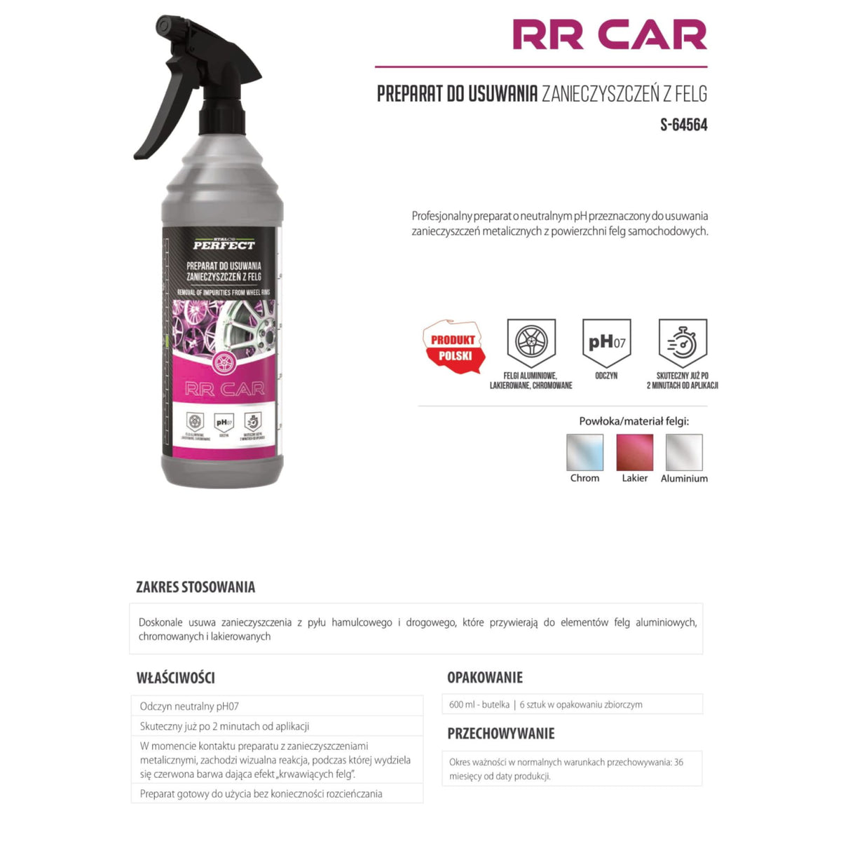 STALCO PERFECT Środek do czyszczenia felg samochodowych 0.6L