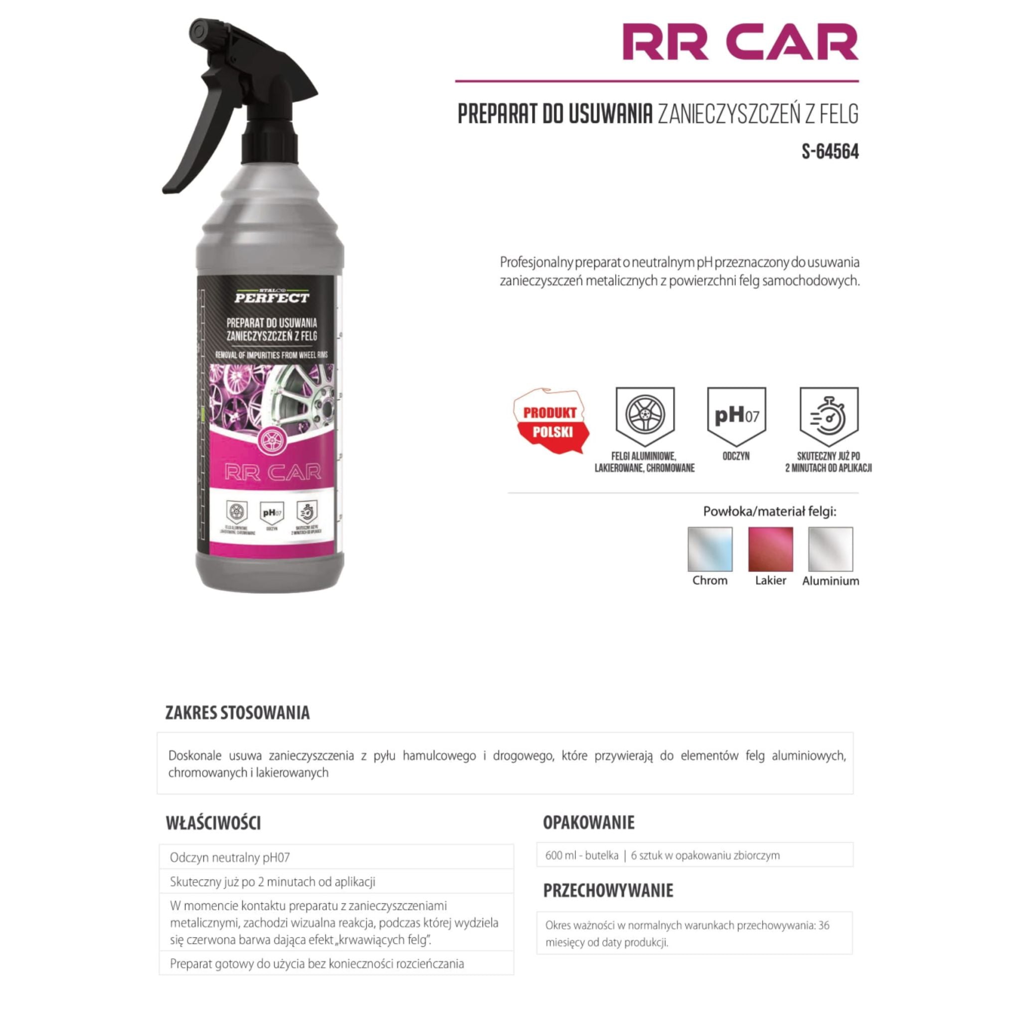 Środek do czyszczenia felg samochodowych 0.6L | STALCO PERFECT