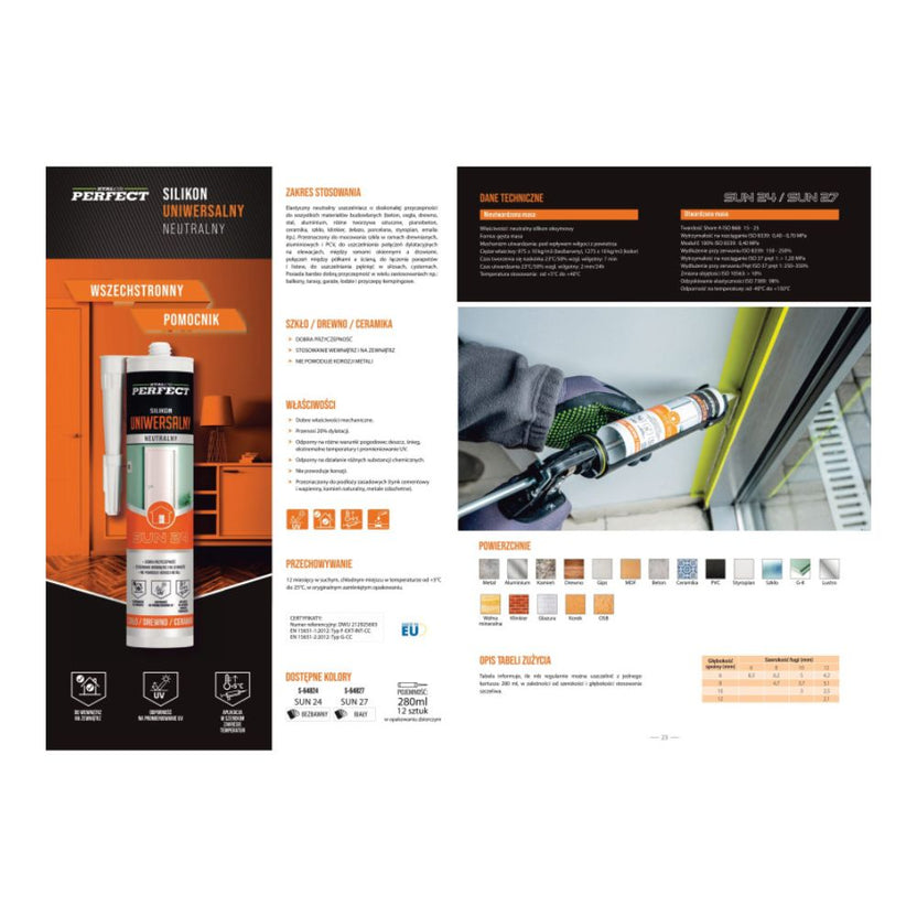 STALCO PERFECT Silikon uniwersalny neutralny bezbarwny 280ml