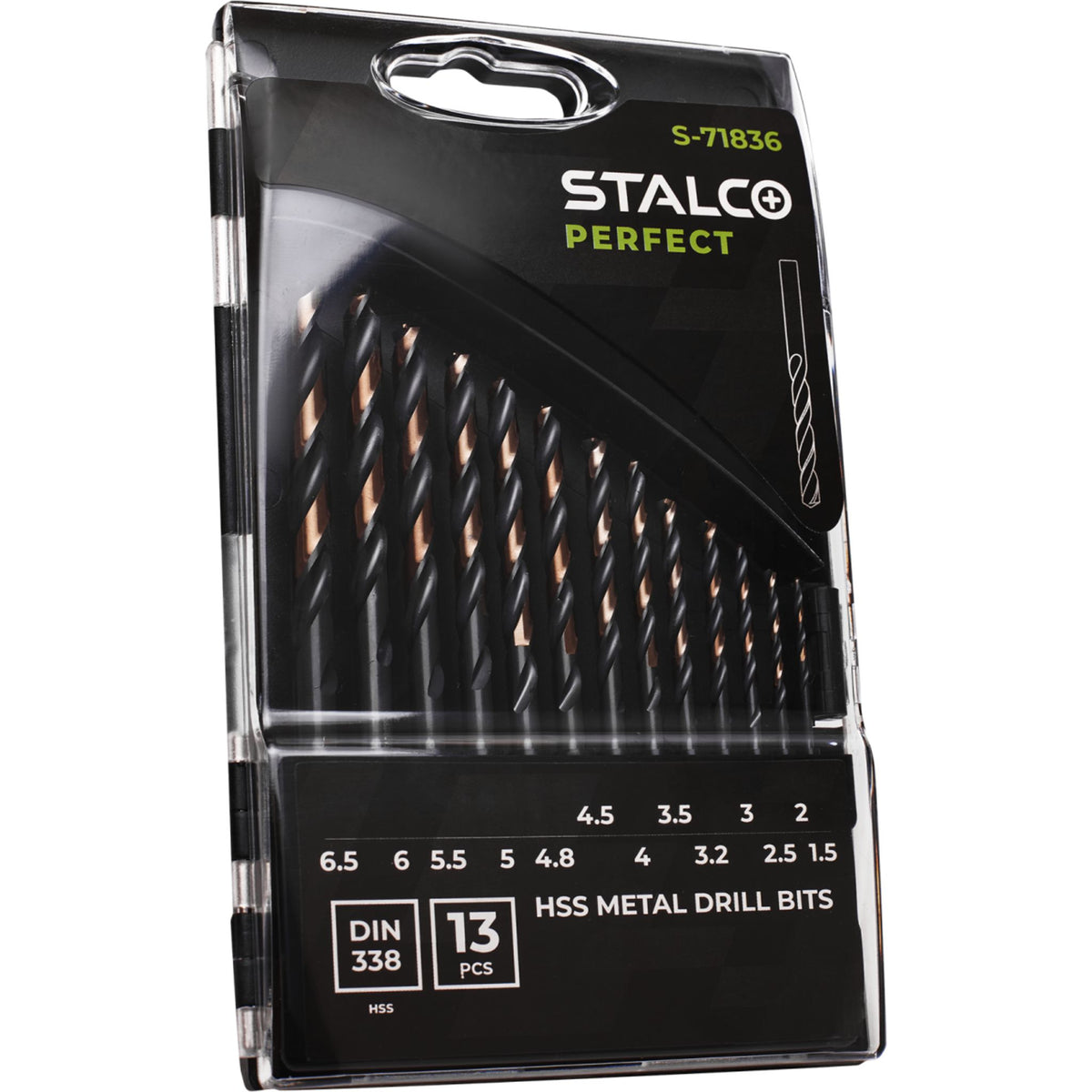 STALCO PERFECT Wiertła do metalu HSS-G DIN338 szlifowane 1.5-6.5mm (13 el.)