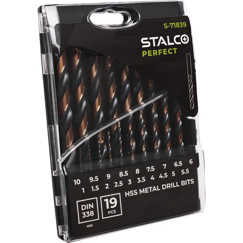 STALCO PERFECT Wiertła do metalu HSS-G DIN338 szlifowane 1.0-10.0mm (19 el.)
