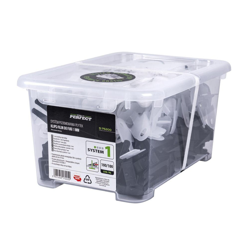 STALCO PERFECT System poziomowania płytek NUMER 1 (KLIPS/KLIN 100/100 szt.)