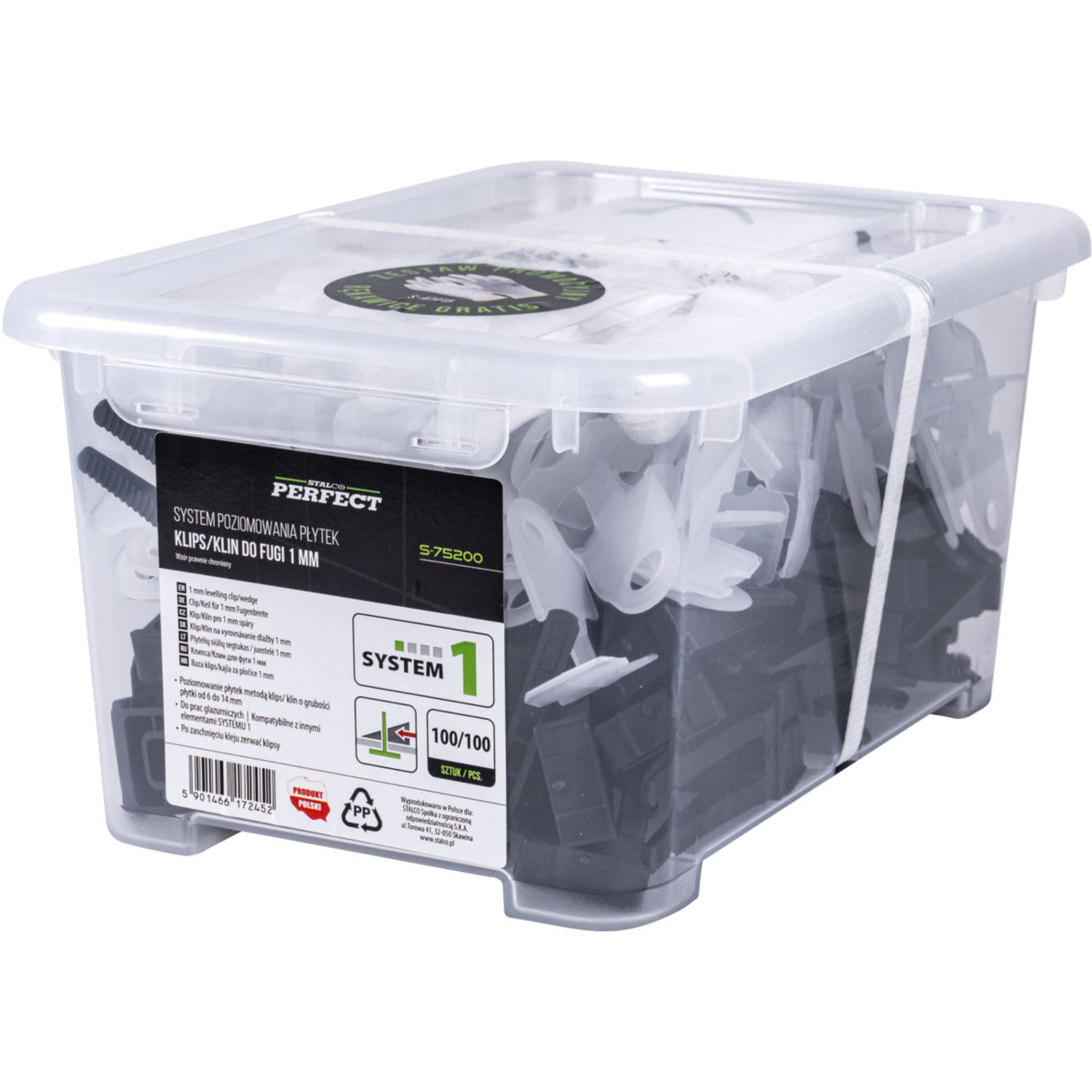 STALCO PERFECT Zestaw poziomujący SYSTEM 1 (100/100 szt.) 1 mm