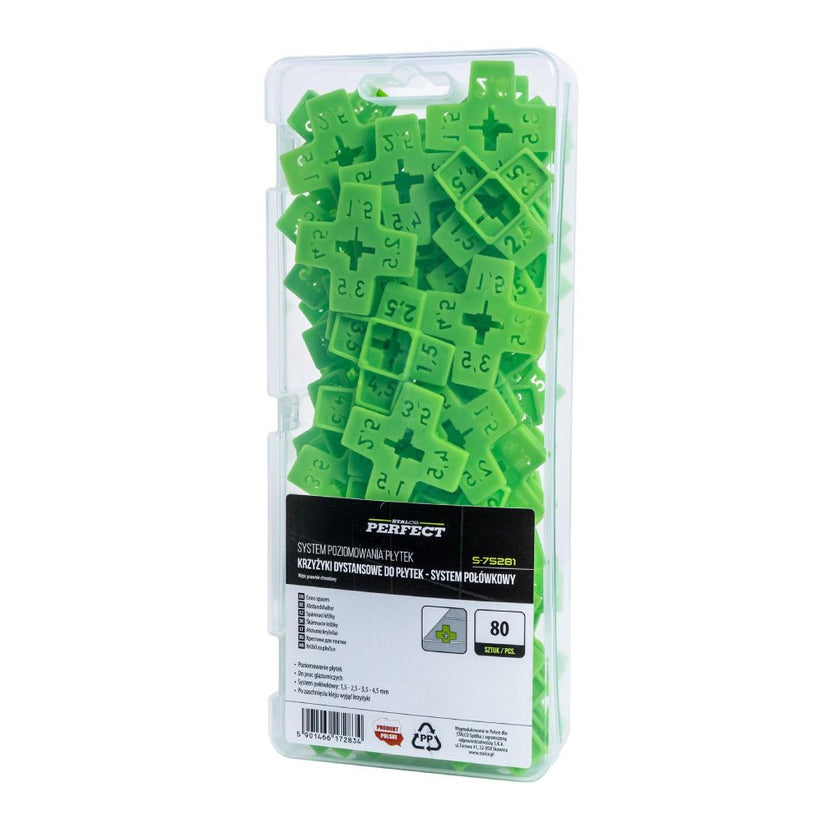 STALCO PERFECT Krzyżyki dystansowe SYSTEM POŁÓWKOWY/FUGA UŁAMKOWA (opak. 80 szt.)