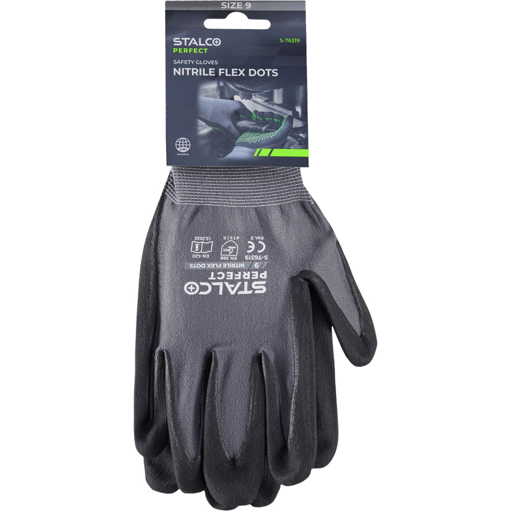 STALCO PERFECT Rękawice nylonowe "NITRILE FLEX DOTS"