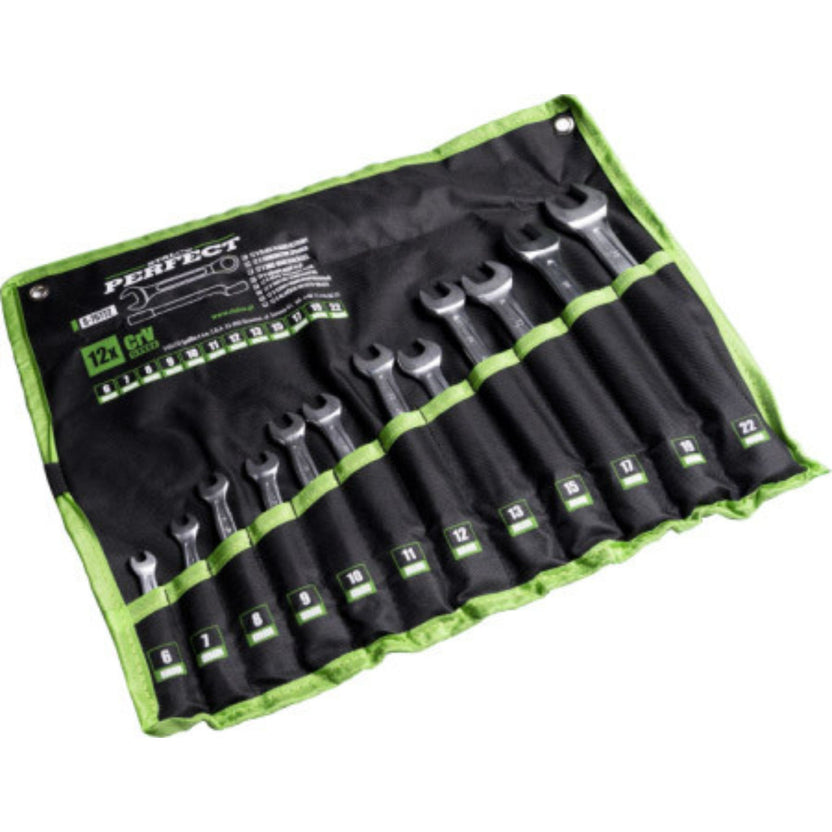 STALCO PERFECT Klucze płasko-oczkowe wygięte 6-22mm (12 el.)