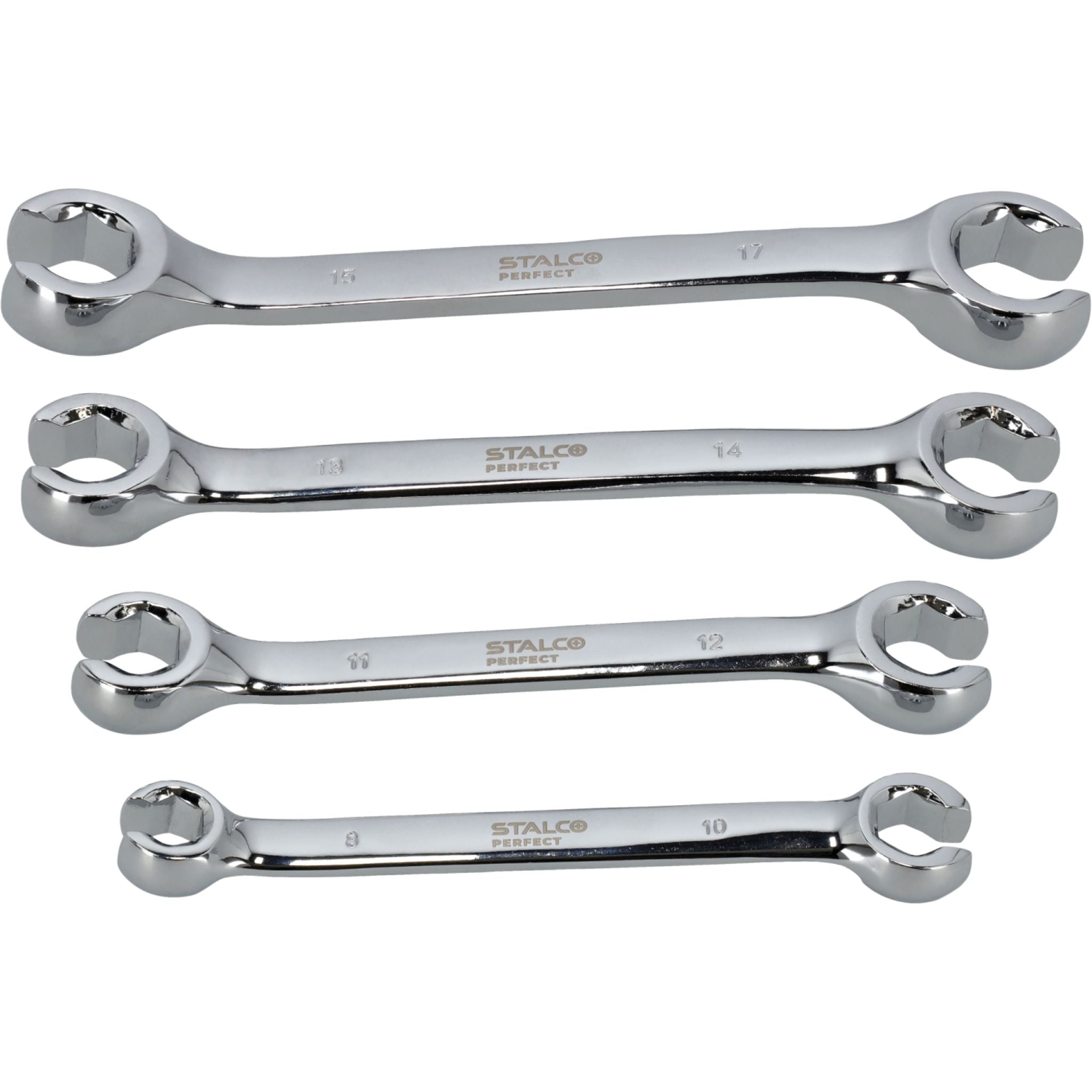 Zestaw kluczy do przewodów hamulcowych oczkowych półotwartych (4 el.) | STALCO PERFECT