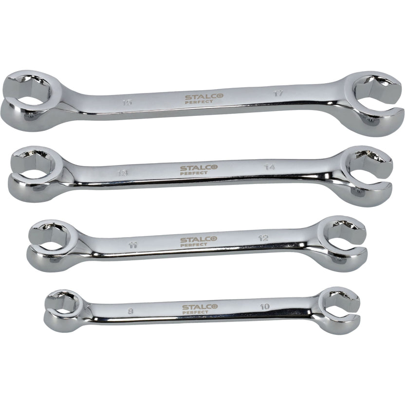 STALCO PERFECT Zestaw kluczy do przewodów hamulcowych oczkowych półotwartych (4 el.)