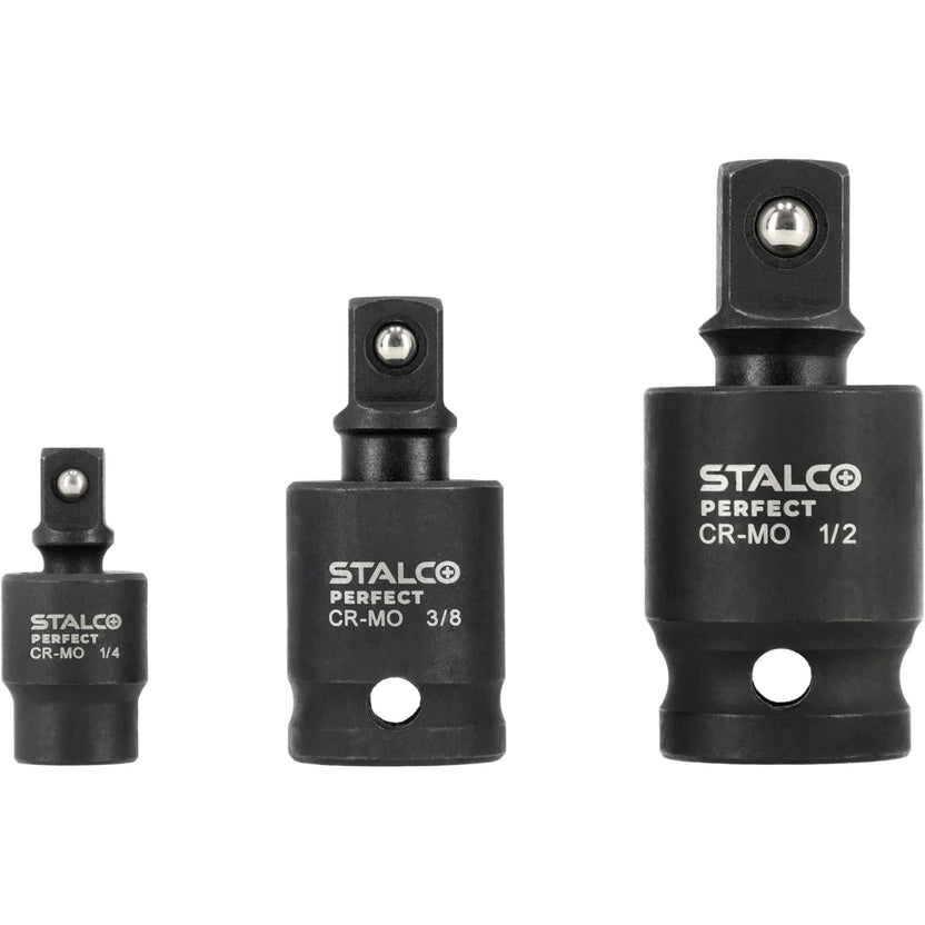 STALCO PERFECT Zestaw przegubów kulistych udarowych 1/4"+3/8"+1/2" (3 el.)