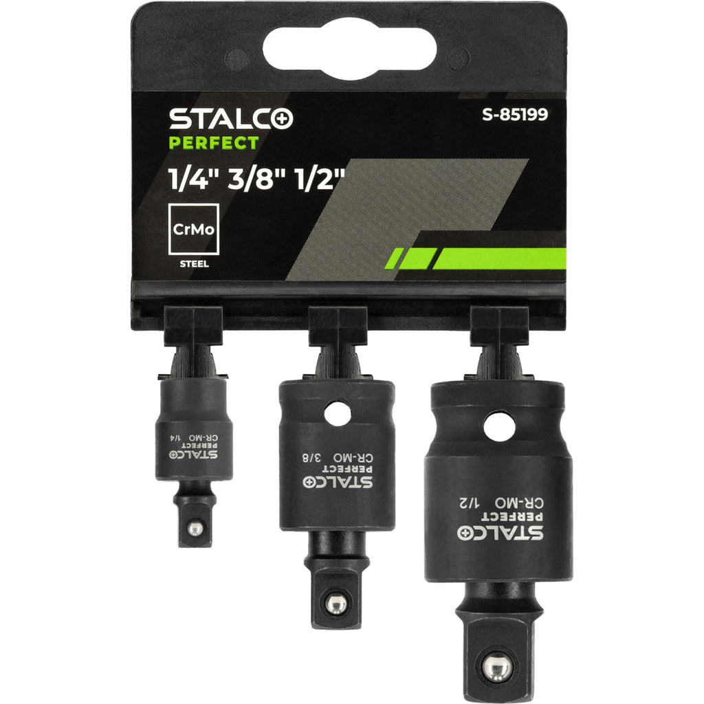 STALCO PERFECT Zestaw przegubów kulistych udarowych 1/4"+3/8"+1/2" (3 el.)