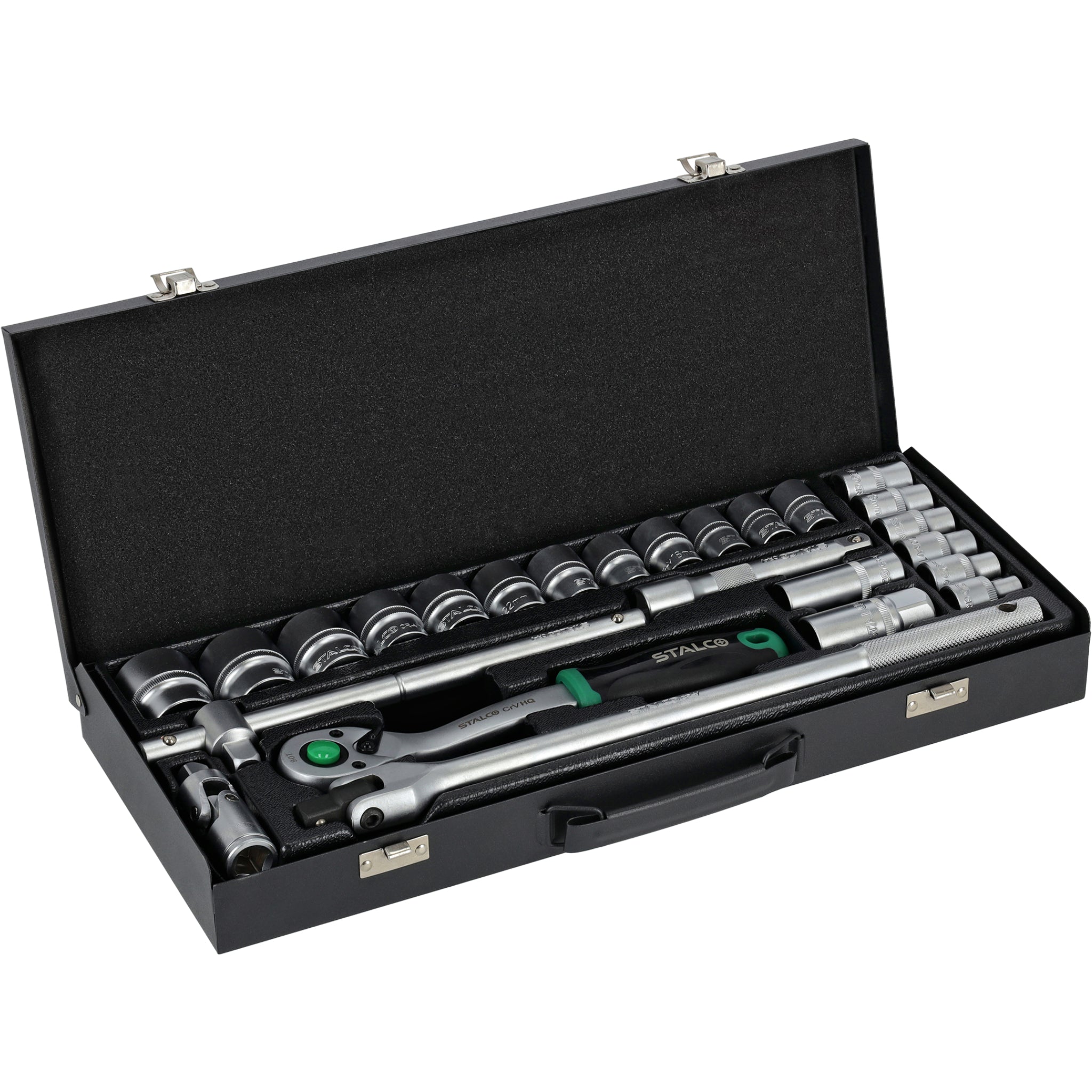 Zestaw kluczy nasadowych 1/2" (25 elem.) | STALCO