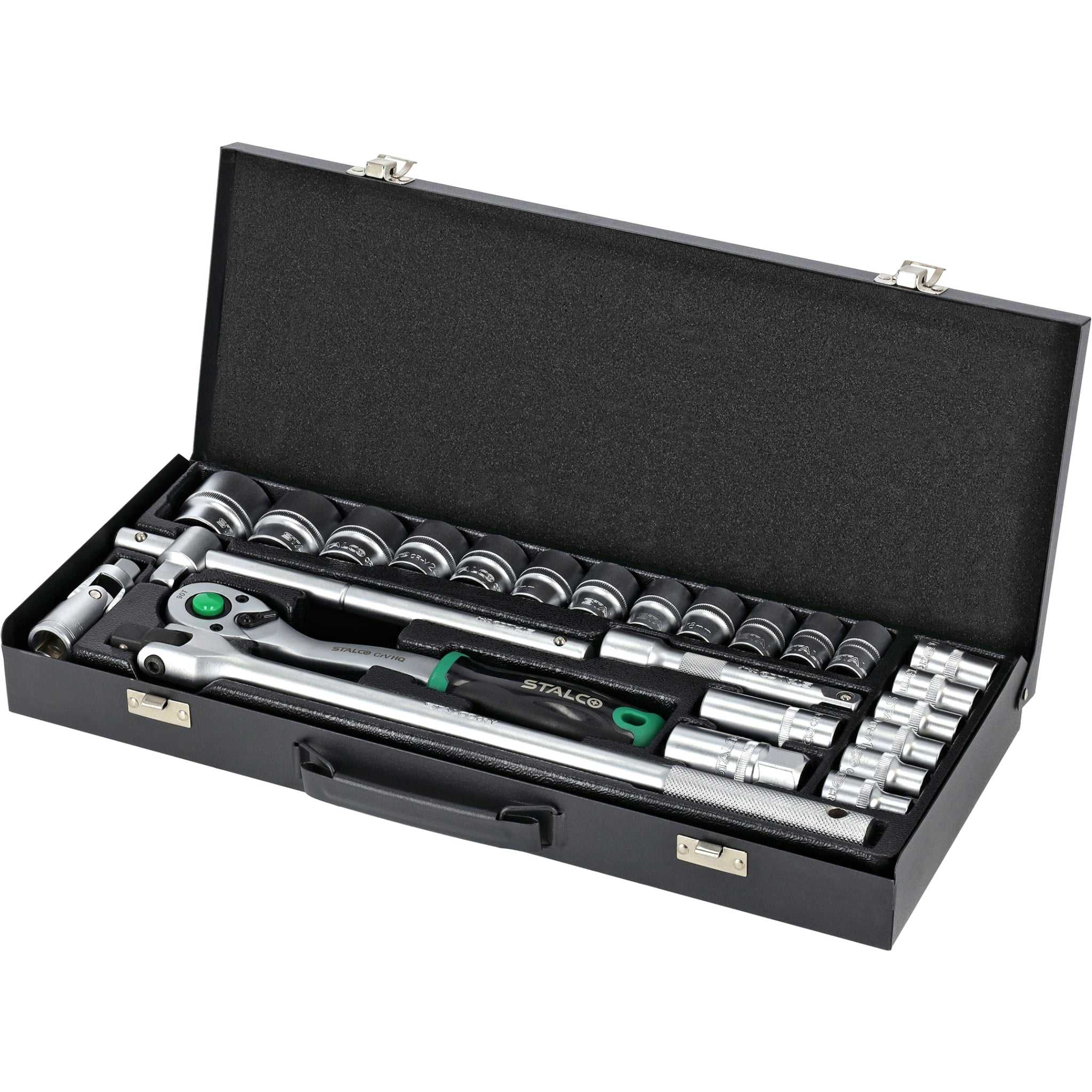 Zestaw kluczy nasadowych 1/2" (25 elem.) | STALCO