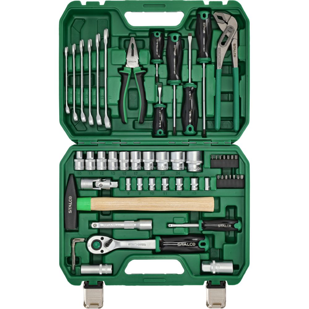 Zestaw multinarzędziowy 1/2"+1/4" z grzechotką 90T (55 elem.) | STALCO