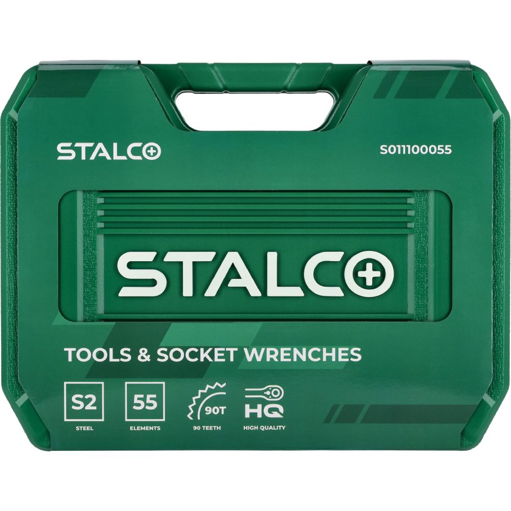 Zestaw multinarzędziowy 1/2"+1/4" z grzechotką 90T (55 elem.) | STALCO