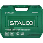 Zestaw multinarzędziowy 1/2"+1/4" z grzechotką 90T (55 elem.) | STALCO
