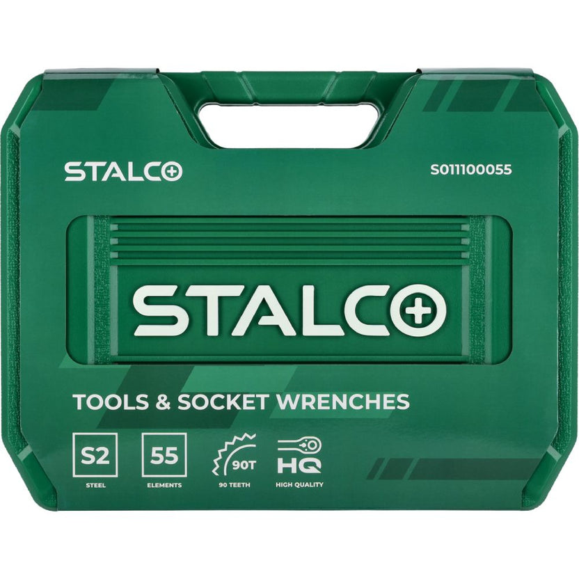 STALCO Zestaw multinarzędziowy 1/2"+1/4" z grzechotką 90T (55 elem.)