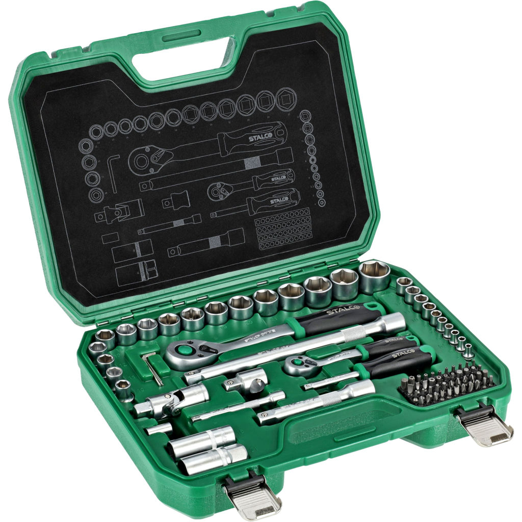 STALCO Zestaw kluczy nasadowych 1/2"+1/4" (84 el.)