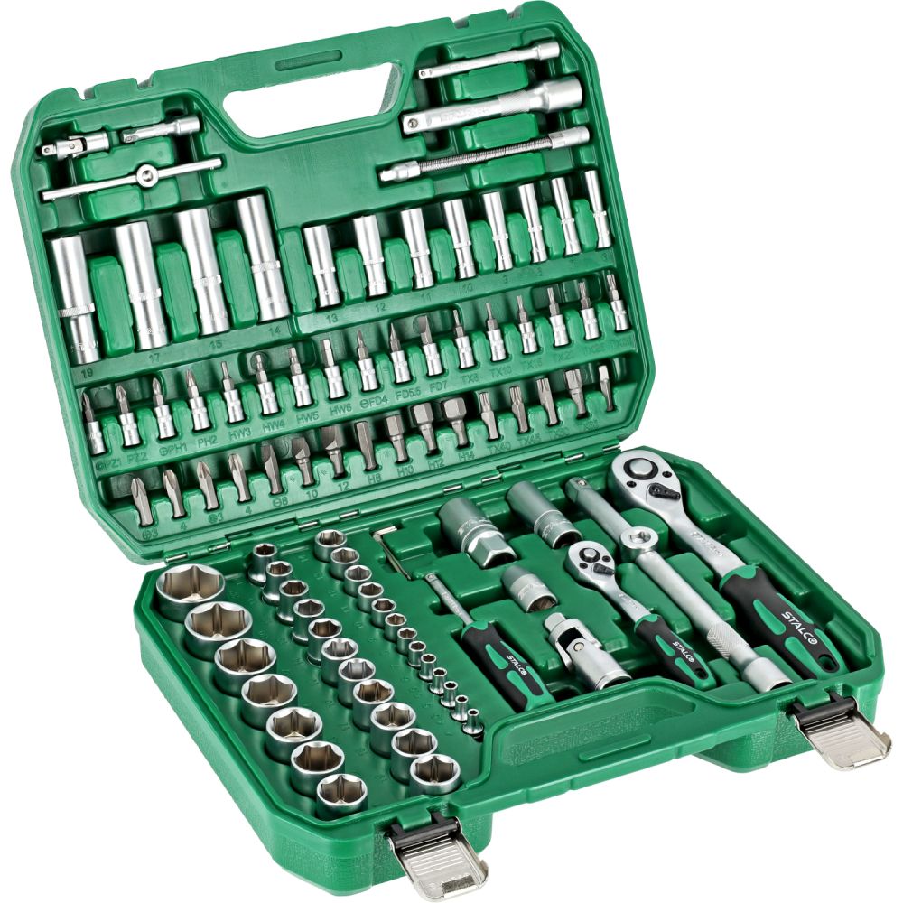 Zestaw kluczy nasadowych 1/2"+1/4" (94 elem.) | STALCO