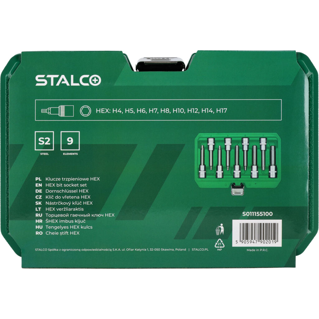 STALCO Klucze trzpieniowe sześciokątne na nasadce 100mm (9 el.)
