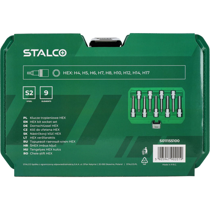 STALCO Klucze trzpieniowe sześciokątne na nasadce 100mm (9 el.)