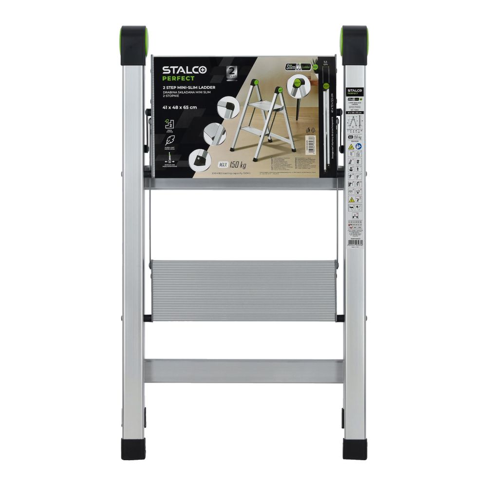 STALCO PERFECT Drabina składana MINI SLIM 2-stopnie bez uchwytu
