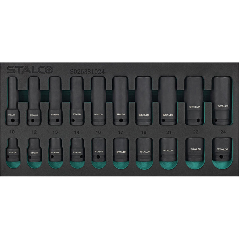 STALCO Zestaw nasadek udarowych 1/2" 10-24mm CrMo (20 el.)