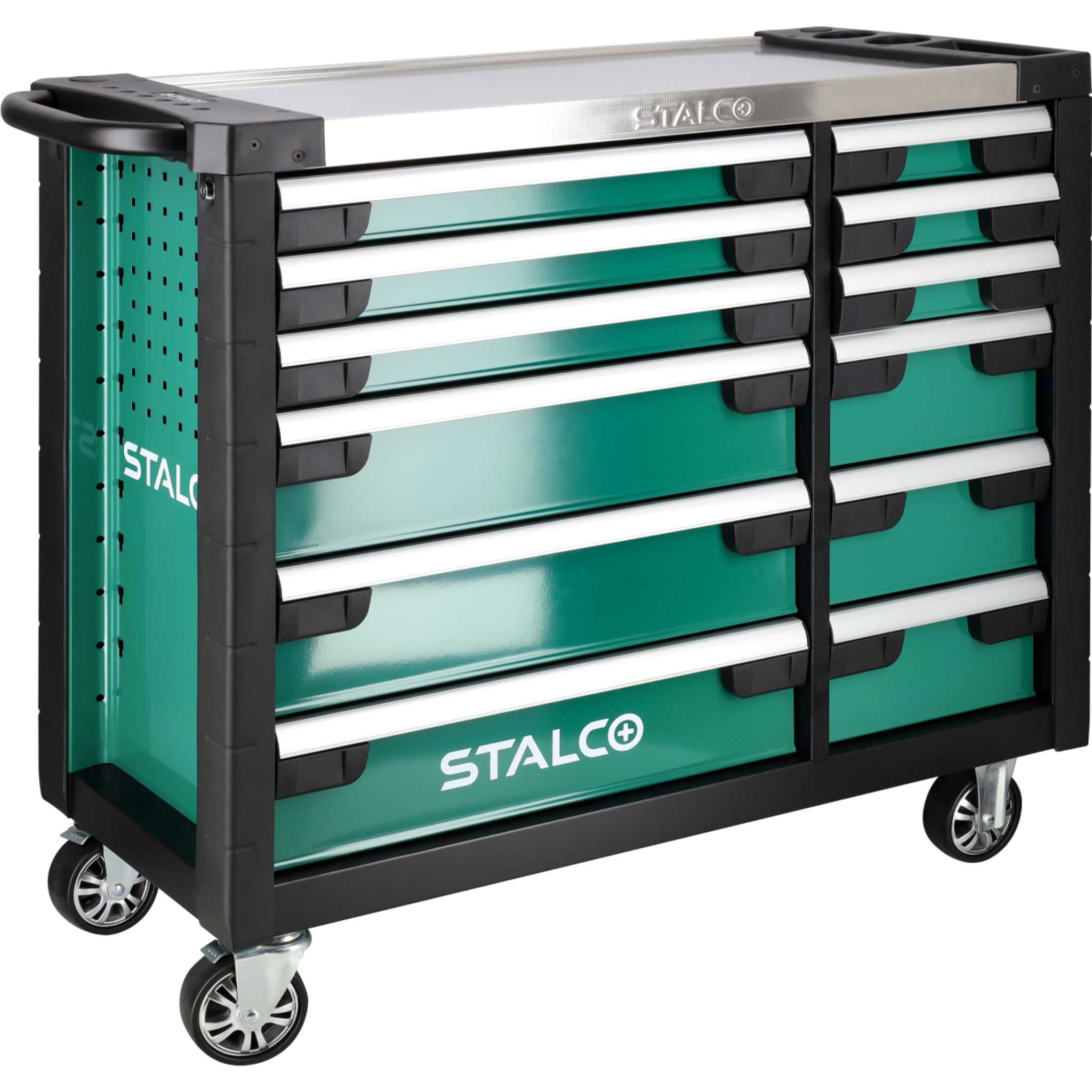 Szafka narzędziowa 12 szuflad z wyposażeniem (blat nierdzewny) | STALCO