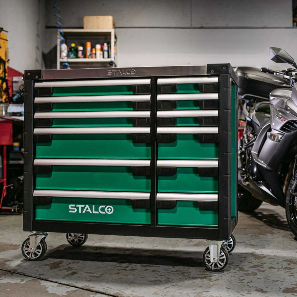 Szafka narzędziowa 12 szuflad z wyposażeniem (blat nierdzewny) | STALCO