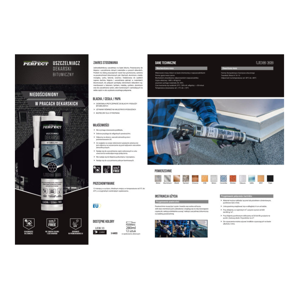 Uszczelniacz dekarski bitumiczny 280ml | STALCO PERFECT