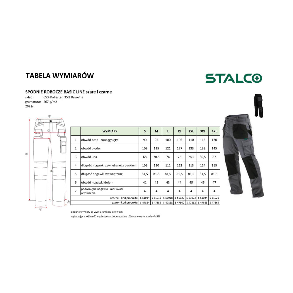 STALCO Spodnie robocze BASIC LINE