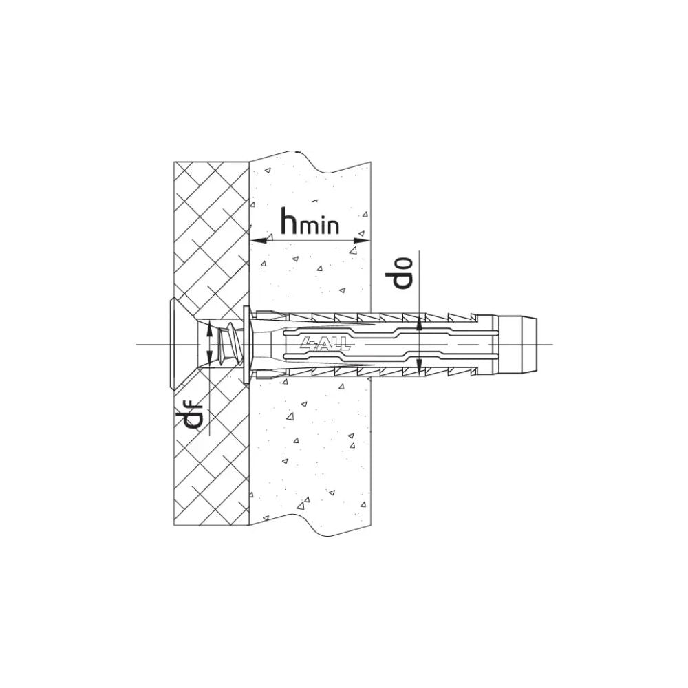 UNO® Kołek uniwersalny 8mm z wkrętem 4.5x50mm (opak. 100 szt.) | Rawlplug