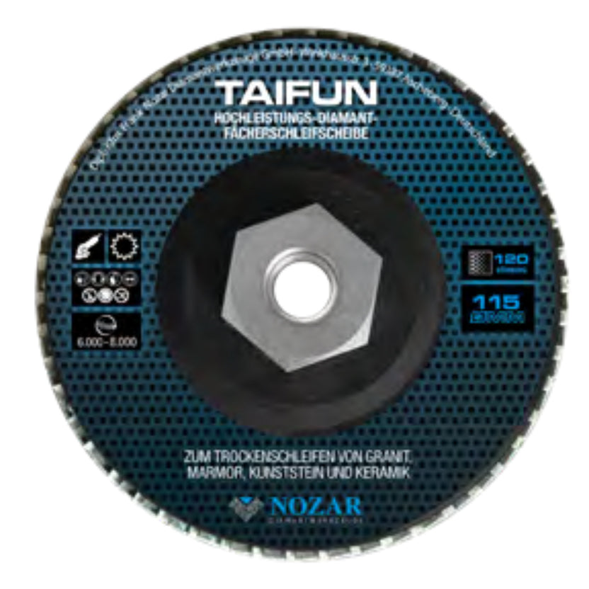 NOZAR Diamentowa tarcza listkowa do szlifowania TAIFUN 115mm x M14