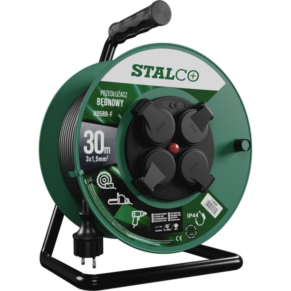 STALCO Przedłużacz bębnowy IP44 16A/3680W 3x1,5mm² 30 m