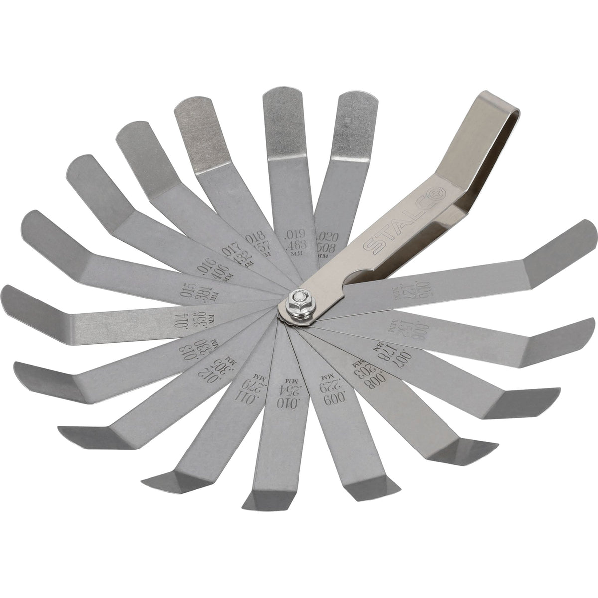 STALCO Szczelinomierz 16 listków zakrzywionych (0.127-0.508mm) stal nierdzewna