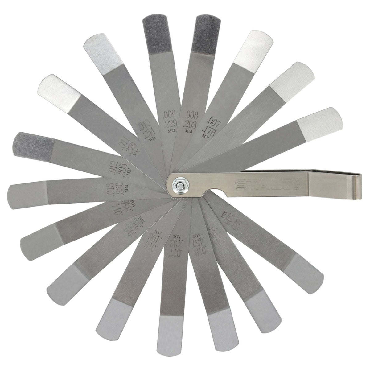 STALCO Szczelinomierz 16 listków zakrzywionych (0.127-0.508mm) stal nierdzewna